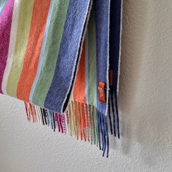 Coach Modern Retro 100% Cashmere Multicolor Stripes Winter Scarf - Picture 8 of 9